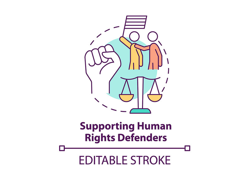 Supporting human rights defenders concept icon