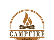 Bonfire Campfire Camp Fire place wood flame vintage retro logo design