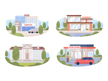 Town infrastructure illustrations set preview picture