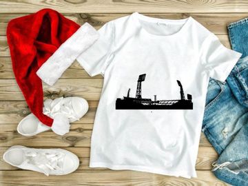 A black and white silhouette of a sports stadium with floodlights preview picture