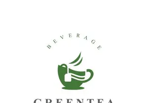 Green tea logo, herbal, organic health minimal design template