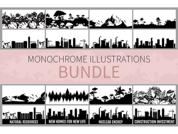 Monochrome illustrations bundle preview picture