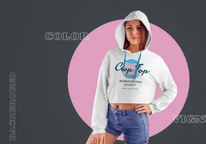 Women Crop Top Hoodie MockUp