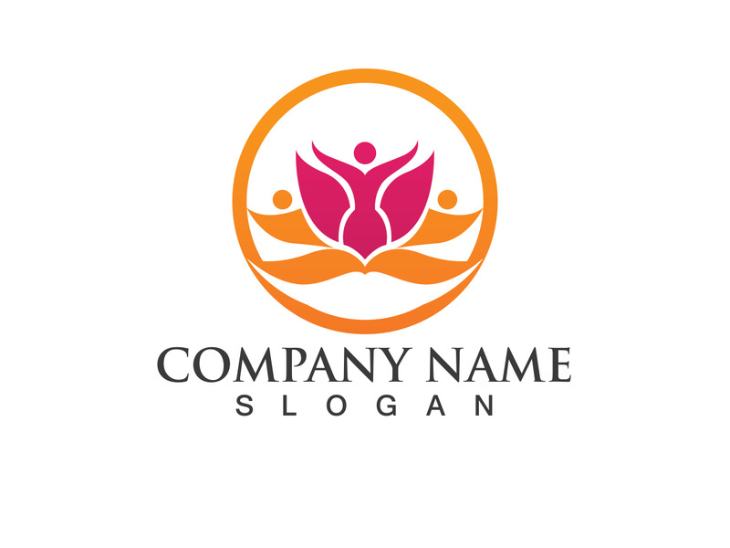 People yoga health in lotus flower logo