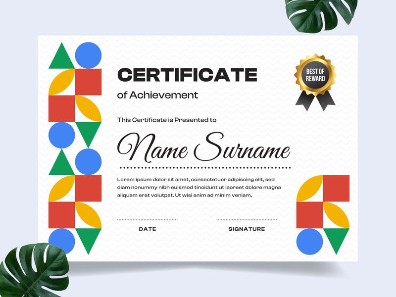 Modern certificate design template