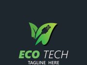 Eco technology business vector design modern. Nature technology logo with leaf and circuit tech minimalist vector illustration