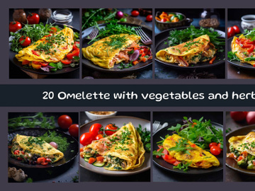 Omelette with vegetables and herbs preview picture