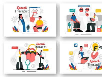 9 Speech Therapist Vector Illustration