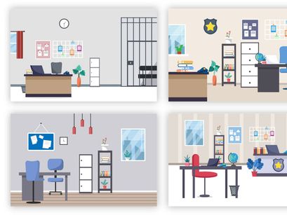 20 Police Station Department Building Illustration