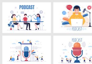 16 Podcast Background Vector illustration