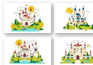 10 Castle Vector Illustration