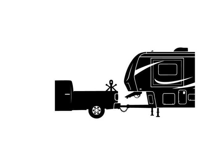 Silhouette of a truck towing a recreational vehicle rv