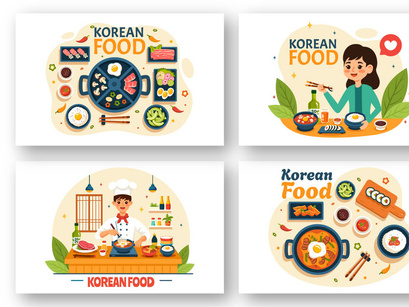 12 Korean Food Illustration