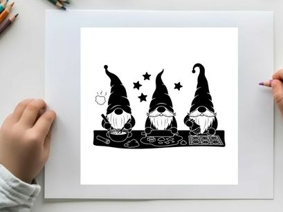 Three gnomes in silhouette with stars and mystical ambiance silhouette