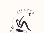 Abstract Pilates Logo, Yoga identity body balance vector monoline Design Template. wellness lifestyle