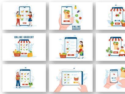 46 Grocery Store or Supermarket Illustration