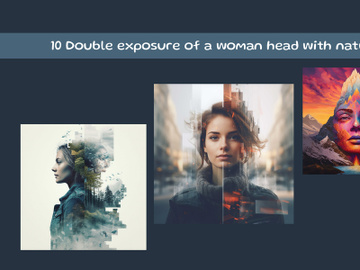 Double exposure of a woman head with nature preview picture