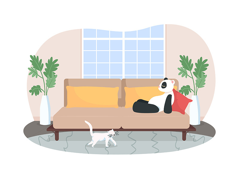 Lounge room 2D vector web banner, poster