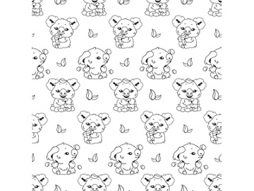 Cute koala linear kawaii characters seamless pattern preview picture