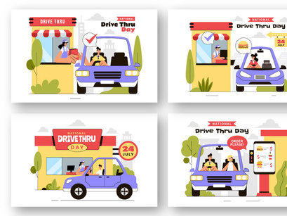 10 National Drive Thru Day Illustration