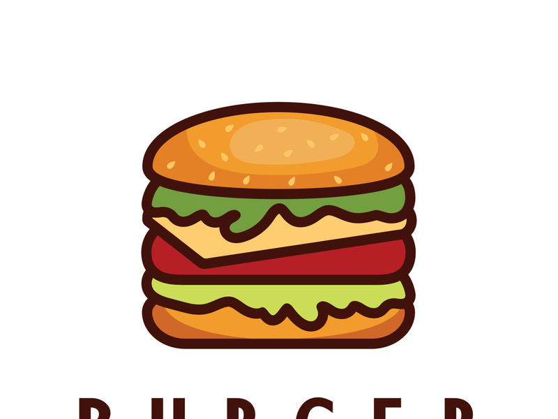 Burger logo illustration, restaurant emblem, cafe, burger and factory label, fast food, vector