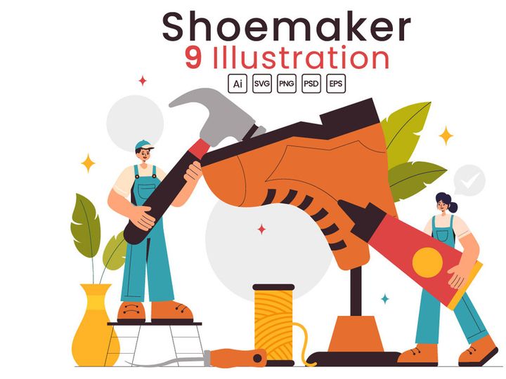 9 Shoemaker Profession Illustration