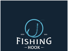 fishing hook logo design, fishing bait, fishing shop, tournament, angler, fishing community