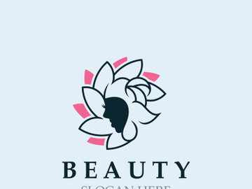 Woman Beauty care logo. Nature face saloon and spa design flat vector preview picture