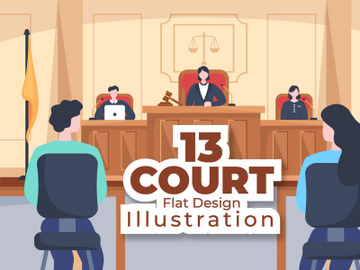 13 Court with Law and Justice Illustration preview picture