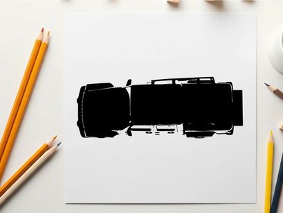 Silhouette of a semi truck with trailer on white background