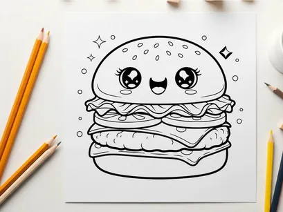 Cute burger character smiling vector illustration flat design