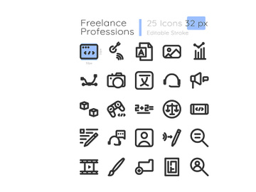 Freelance work linear icons set preview picture