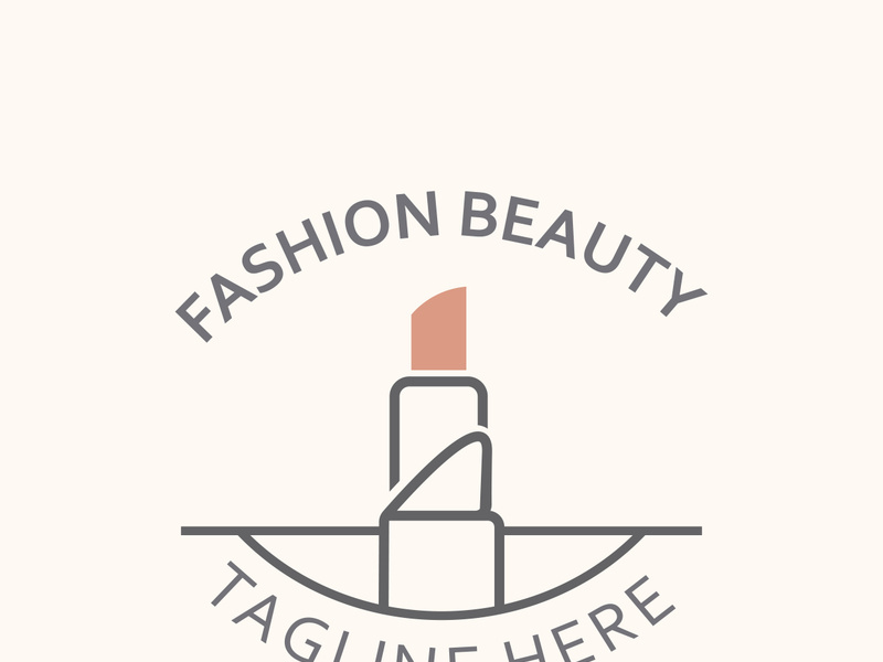 Lipstick logo design for makeup fashion shop and beauty vector cosmetic design template