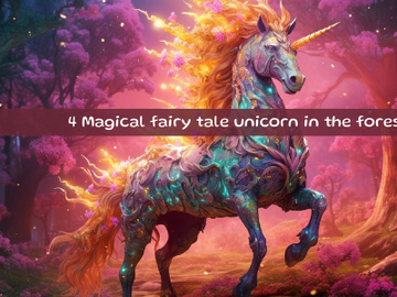 Magical fairy tale unicorn in the forest preview picture