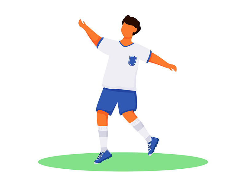 Running teenager in sportswear flat color vector faceless character