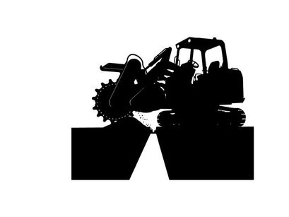 Silhouette of a skid steer loader with a trencher attachment
