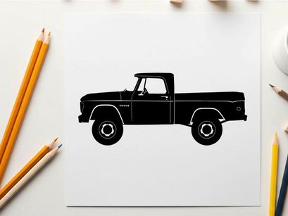 Silhouette of a classic pickup truck with a single cab