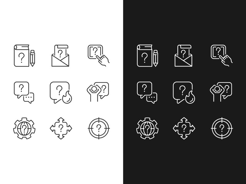 Necessary information service linear icons set