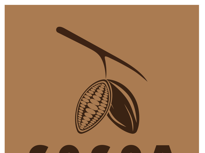 cocoa logo,cocoa bean,cocoa tree,cocoa branches and leaves,chocolate mix on white background,vintage,modern,simple,minimalist icon illustration template design vector
