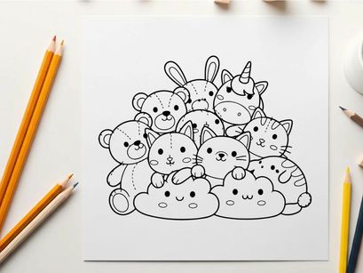 Cute zoo animals group hug vector illustration flat design