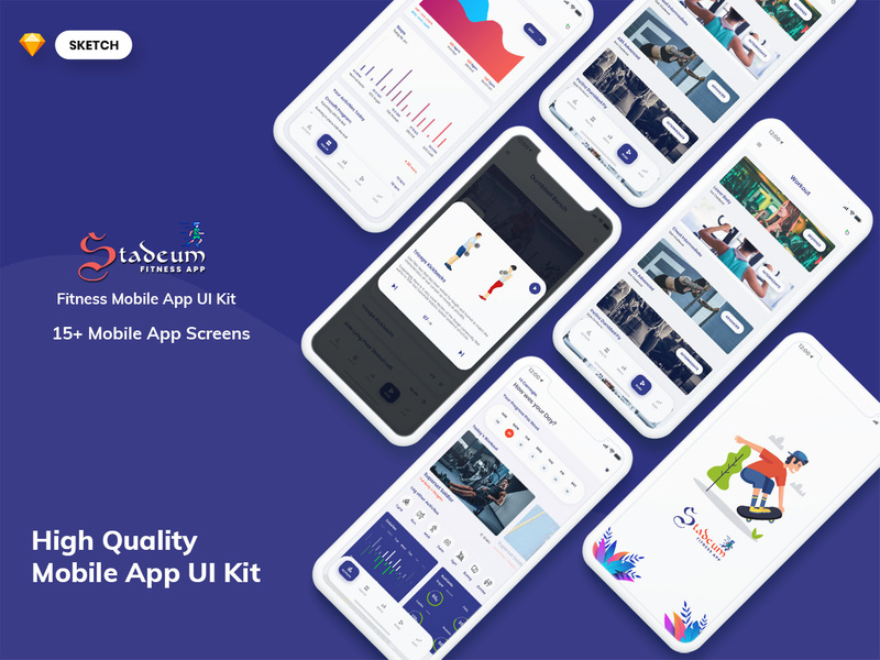 Stadeum-Fitness Mobile App UI Kit (SKETCH)