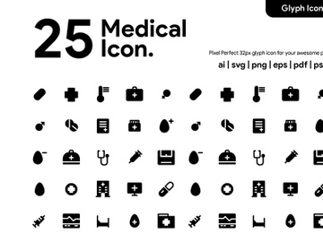25 Medical Glyph Icon preview picture