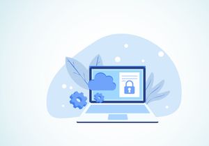 Cloud computing security design concept. Online security and data protection. Vector illustration