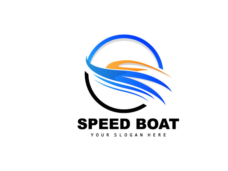 Speed Boat Logo, Fast Cargo Ship Vector, Sailboat, Design For Ship Manufacturing Company, Waterway Shipping, Marine Vehicles