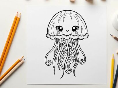 Cute jellyfish character smiling vector illustration