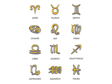 Twelve zodiac signs flat cartoon vector illustrations set preview picture