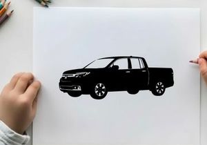 Silhouette of a pickup truck with a crew cab silhouette