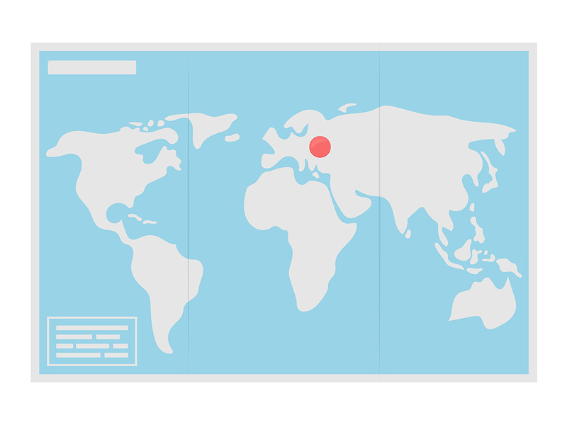 Worldwide map semi flat color vector object