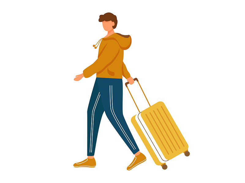 Man with luggage flat vector illustration