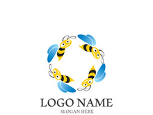 Bee logo vector icon illustration design